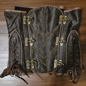 Vintage-Inspired Corset with Chain Accents